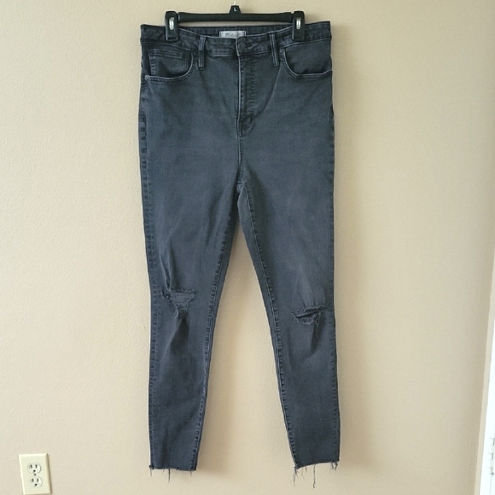 Madewell Womens Charcoal Curvy High Rise Denim Skinny Jeans - Size 33T